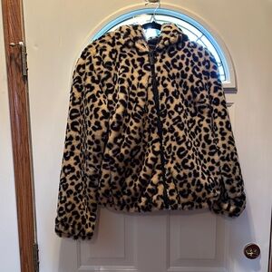 Leopard Print Faux Fur Jacket